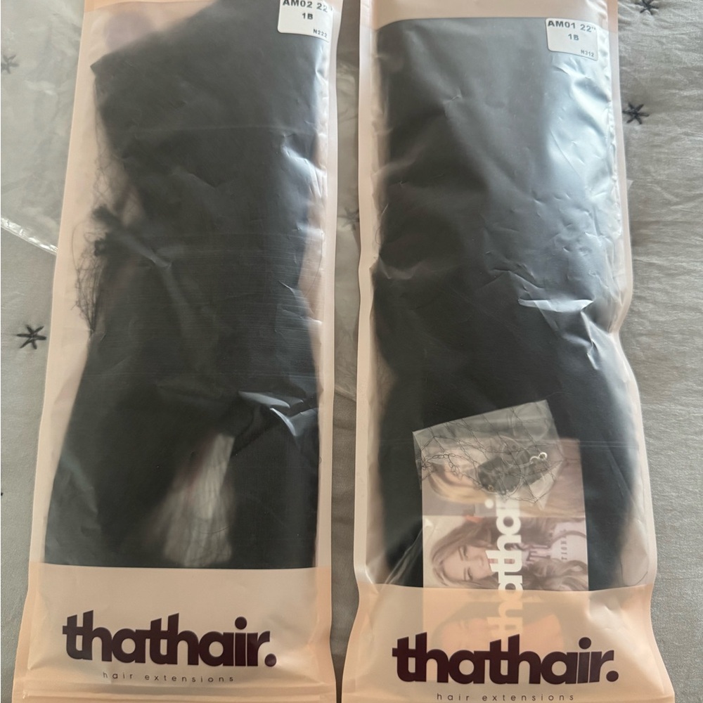 Black Hair Extensions set of TWO! Halo extentions! One straight one wavy!